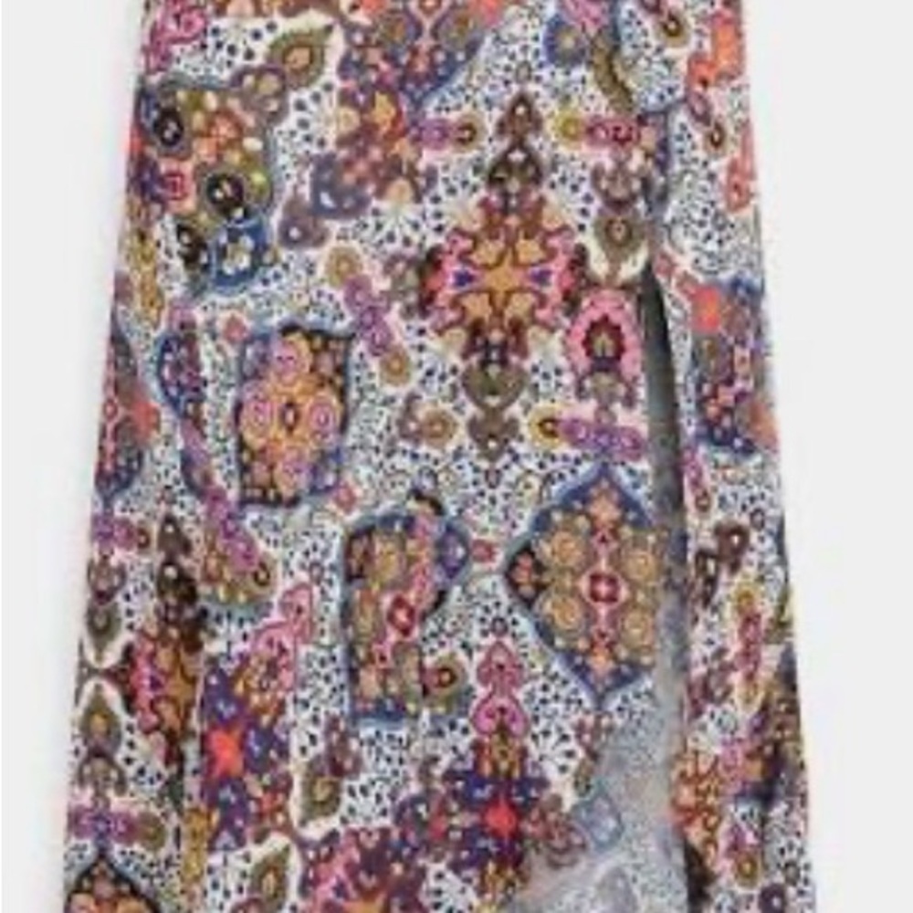 Veronica Beard Asymmetrical Skirt with Multicolor Paisley Pattern